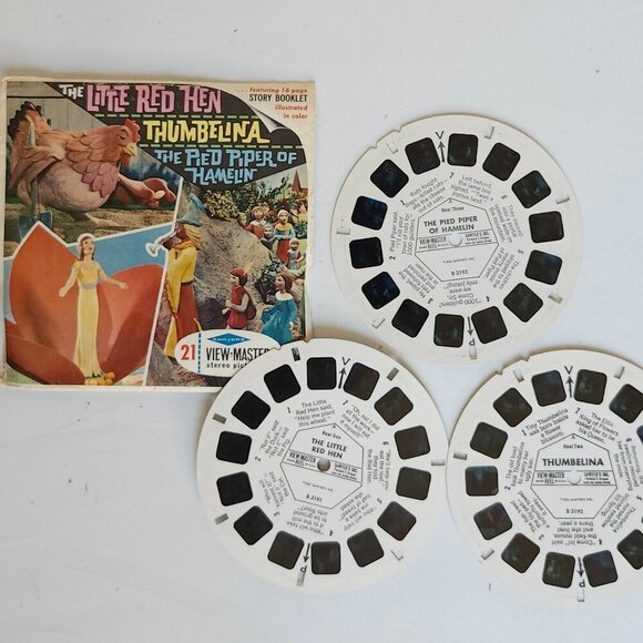 VINTAGE The Little Red Hen Thumbelina The Pied Piper of Hamelin VIEW MASTER REEL - Picture 1 of 4